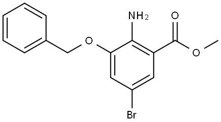 2-氨基-3-(苄氧基)-5-溴苯甲酸甲酯 结构式