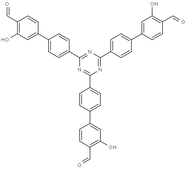 4',4''',4''''-(1,3,5-triazine-2,4,6-triyl)tris(3-hydroxy-[1,1'-biphenyl]-4-carbaldehyde) Struktur