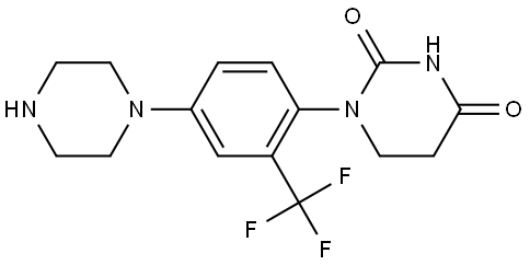 1-[4-piperazin-1-yl-2-(trifluoromethyl)phenyl]hexahydro-pyrimidine-2,4-dione Struktur