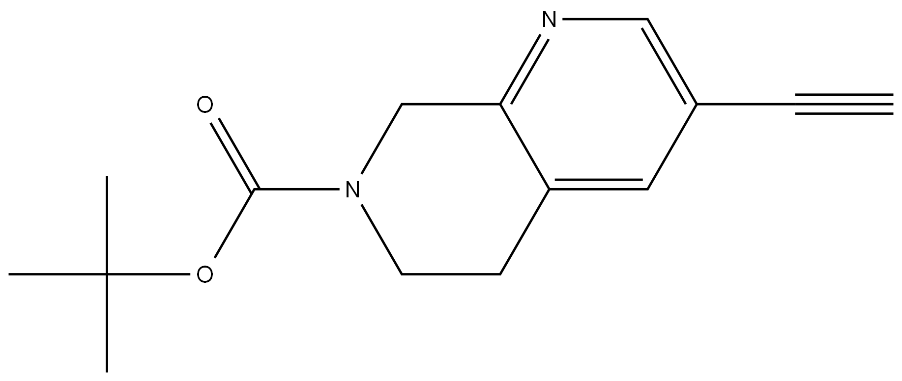 3-乙炔基-5,8-二氢-1,7-萘啶-7(6H)-羧酸叔丁酯 结构式