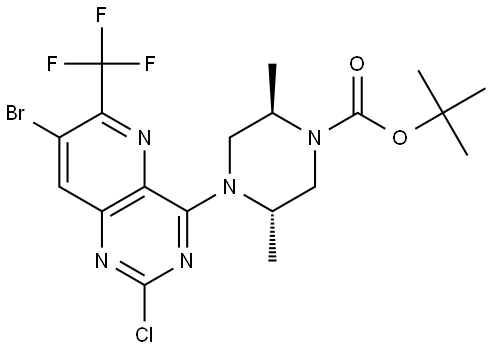 tert-butyl (2R,5S)-4-(7-bromo-2-chloro-6-(trifluoromethyl)pyrido[3,2-d]pyrimidin-4-yl)-2,5-dimethylpiperazine-1-carboxylate Structure