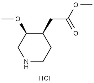 Methyl 2-((3S,4R)-3-methoxypiperidin-4-yl)acetate hydrochloride Struktur