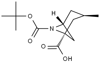 rel-(1S,3R,5R)-6-(tert-Butoxycarbonyl)-3-methyl-6-azabicyclo[3.1.1]heptane-1-carboxylic acid Struktur
