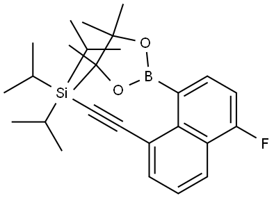 ((5-Fluoro-8-(4,4,5,5-tetramethyl-1,3,2-dioxaborolan-2-yl)naphthalen-1-yl)ethynyl)triisopropylsilane Struktur