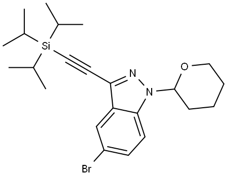 5-溴-1-(四氢2H-吡喃-2-基)-3-((三异丙基甲硅烷基)乙炔基)-1H-吲唑 结构式