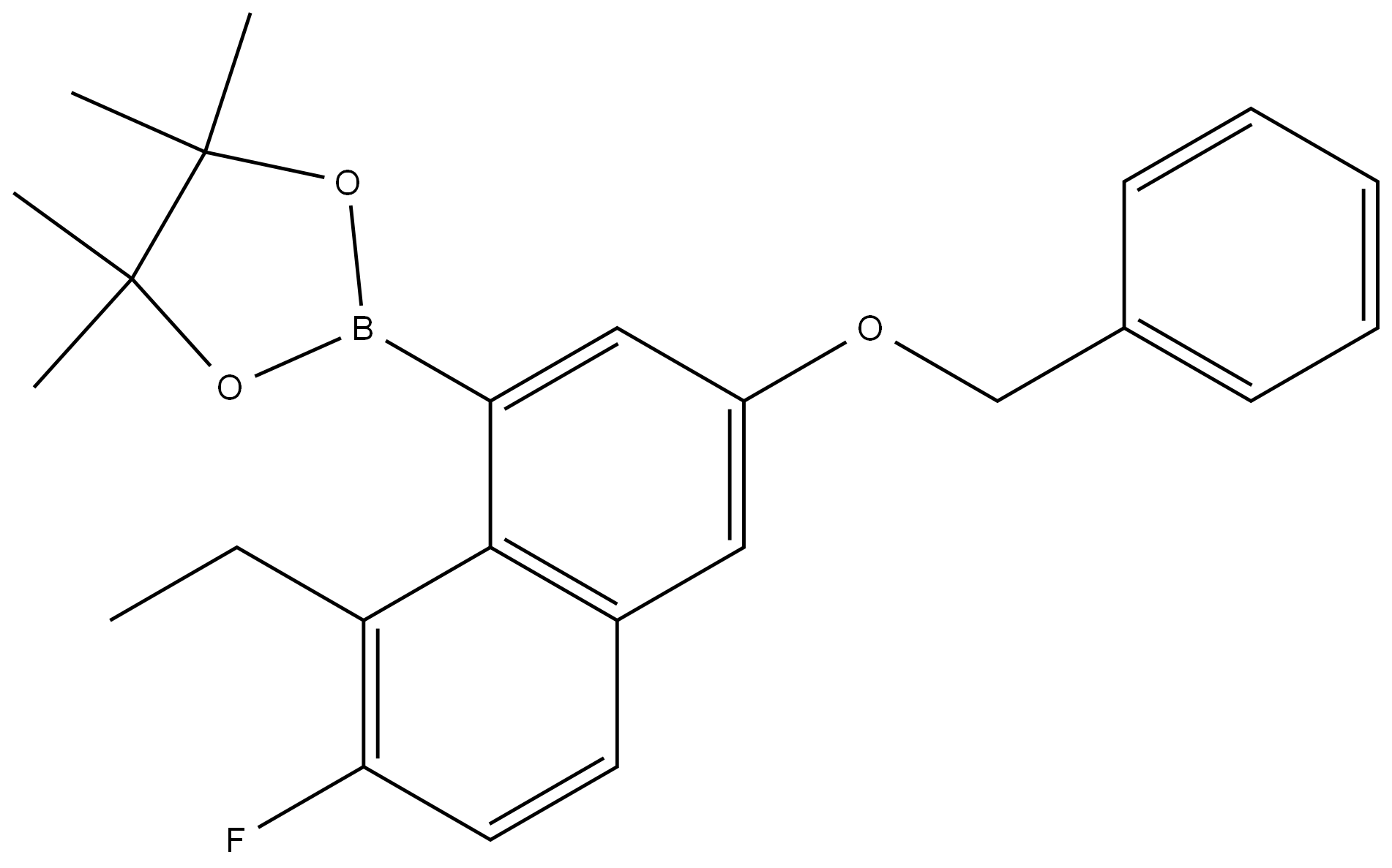 2-(3-(苄氧基)-8-乙基-7-氟萘-1-基)-4,4,5,5-四甲基-1,3,2-二氧硼杂环戊烷 结构式