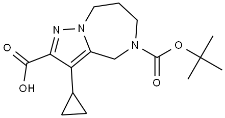 5-(tert-Butoxycarbonyl)-3-cyclopropyl-5,6,7,8-tetrahydro-4H-pyrazolo[1,5-a][1,4]diazepine-2-carboxylic acid Structure