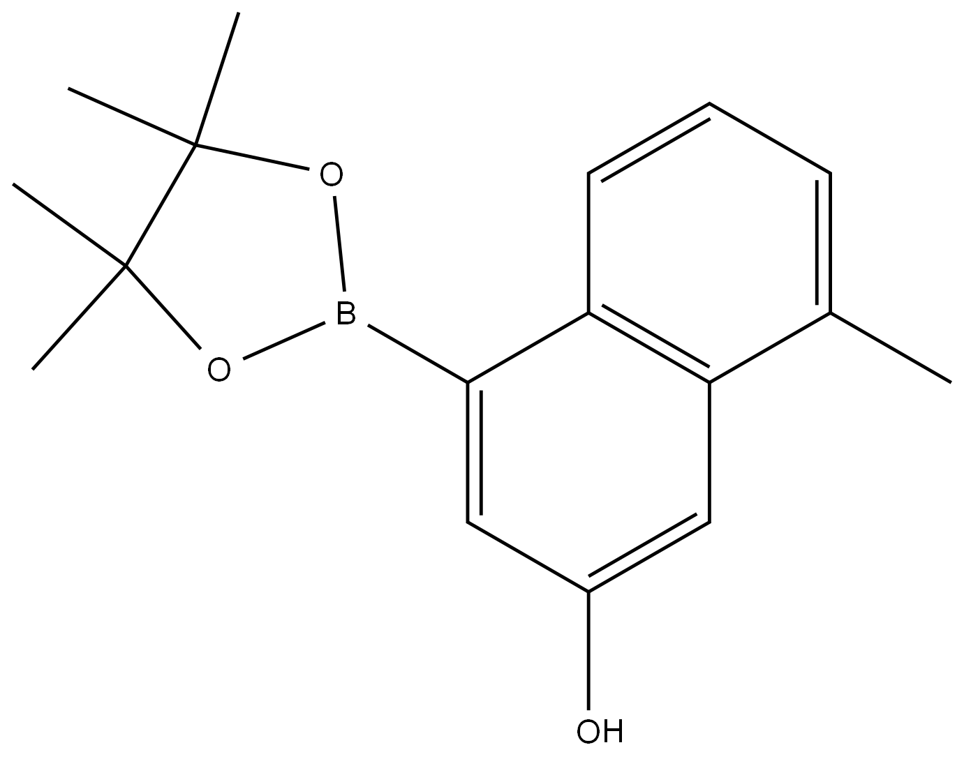 8-甲基-4-(4,4,5,5-四甲基-1,3,2-二氧硼杂环戊烷-2-基)萘-2-醇 结构式