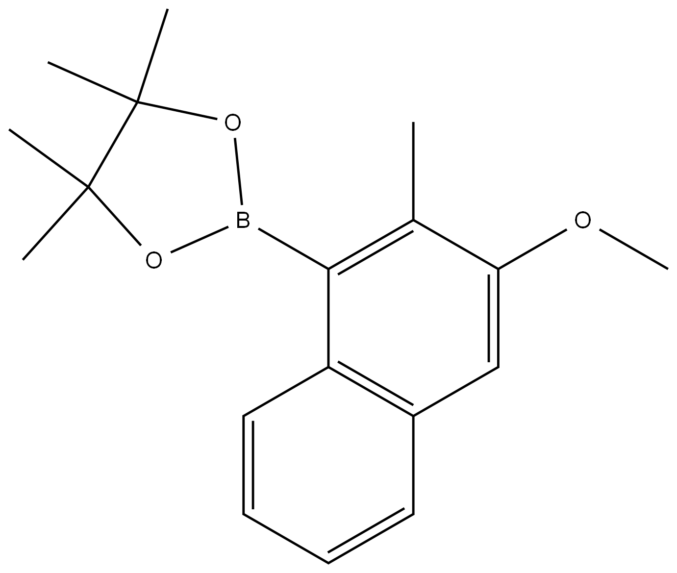 2-(3-甲氧基-2-甲基萘-1-基)-4,4,5,5-四甲基-1,3,2-二氧硼杂环戊烷 结构式