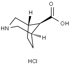 (1R,5S,8r)-3-Azabicyclo[3.2.1]octane-8-carboxylic acid hydrochloride Struktur
