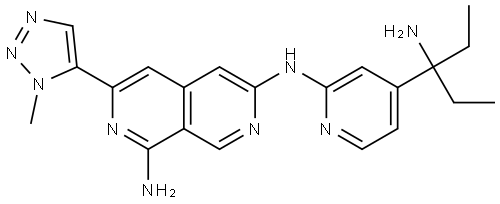 N6-[4-(3-Amino-3-pentyl)-2-pyridyl]-3-(1-methyl-1H-1,2,3-triazol-5-yl)-2,7-naphthyridine-1,6-diamine Structure