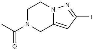 1-(2-碘-6,7-二氢吡唑并[1,5-A]吡嗪-5(4H)-基)乙酮 结构式