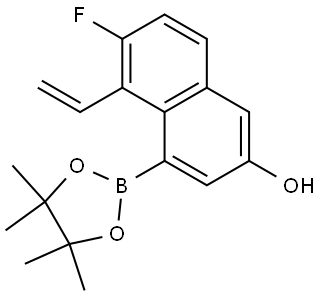 6-氟-4-(4,4,5,5-四甲基-1,3,2-二氧硼杂环戊烷-2-基)-5-乙烯基萘-2-醇, 3025886-34-1, 结构式