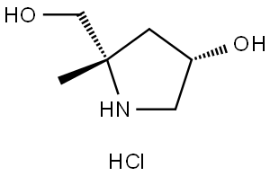 (3S,5S)-5-(hydroxymethyl)-5-methylpyrrolidin-3-ol hydrochloride Structure