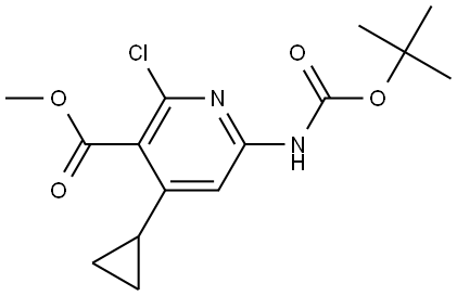 Methyl 6-((tert-butoxycarbonyl)amino)-2-chloro-4-cyclopropylnicotinate Struktur