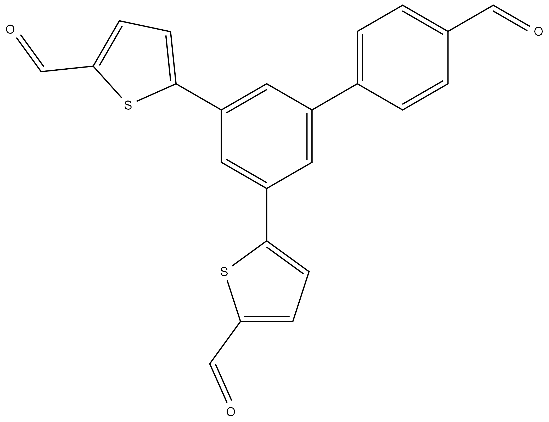 5,5'-(4'-Formyl-[1,1'-biphenyl]-3,5-diyl)bis(thiophene-2-carbaldehyde) Structure