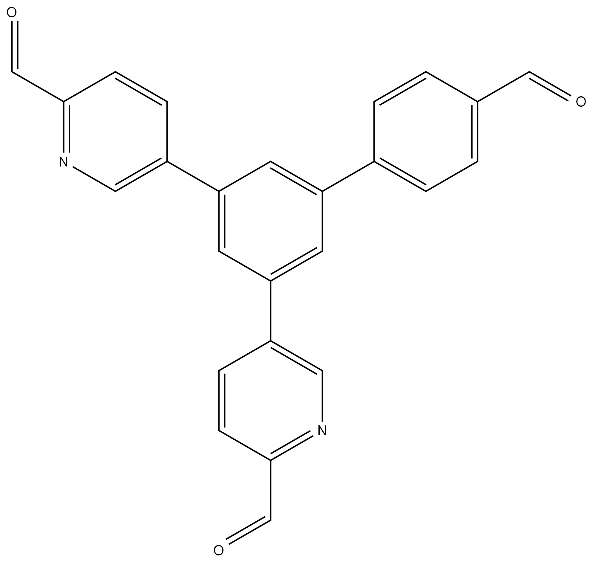 5,5'-(4'-甲酰基-[1,1'-联苯]-3,5-二基)二(吡啶-2-甲醛) 结构式