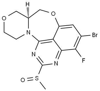 (13aS)-10-bromo-9-fluoro-7-(methylsulfinyl)-3,4,13,13a-tetrahydro-1H-[1,4]oxazino[3',4':3,4][1,4]oxazepino[5,6,7-de]quinazoline Structure