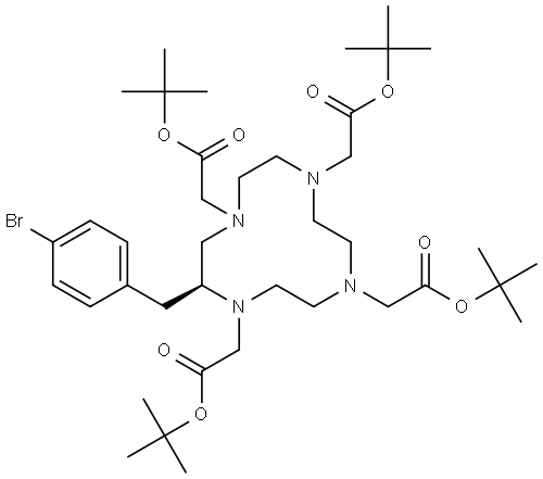 (S)-Tetra-tert-butyl 2,2',2'',2'''-(2-(4-bromobenzyl)-1,4,7,10-tetraazacyclododecane-1,4,7,10-tetrayl)tetraacetate Struktur