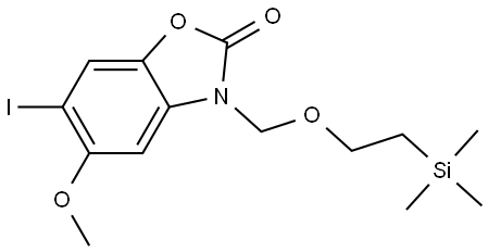 6-Iodo-5-methoxy-3-((2-(trimethylsilyl)ethoxy)methyl)benzo[d]oxazol-2(3H)-one Struktur