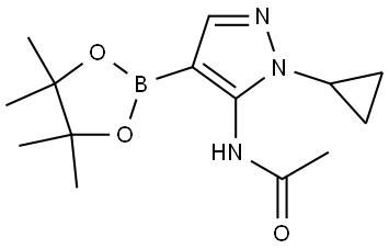 N-(1-Cyclopropyl-4-(4,4,5,5-tetramethyl-1,3,2-dioxaborolan-2-yl)-1H-pyrazol-5-yl)acetamide Struktur