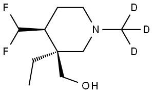 ((3S,4S)-4-(Difluoromethyl)-3-ethyl-1-(methyl-d3)piperidin-3-yl)methanol Struktur