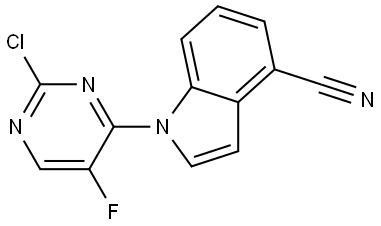 1-(2-氯-5-氟嘧啶-4-基)-1H-吲哚-4-甲腈, 3036406-45-5, 结构式