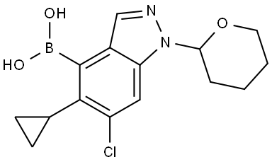 (6-Chloro-5-cyclopropyl-1-(tetrahydro-2H-pyran-2-yl)-1H-indazol-4-yl)boronic acid Struktur