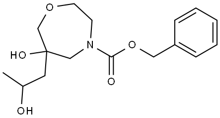 1,4-Oxazepine-4(5H)-carboxylic acid, tetrahydro-6-hydroxy-6-(2-hydroxypropyl)-, phenylmethyl ester Struktur