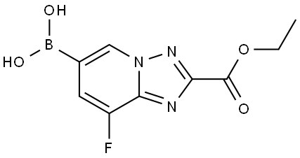 (2-(Ethoxycarbonyl)-8-fluoro-[1,2,4]triazolo[1,5-a]pyridin-6-yl)boronic acid Struktur