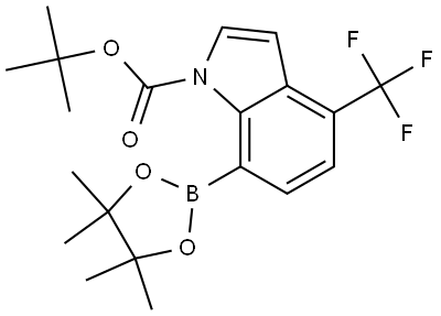 tert-Butyl 7-(4,4,5,5-tetramethyl-1,3,2-dioxaborolan-2-yl)-4-(trifluoromethyl)-1H-indole-1-carboxylate Struktur