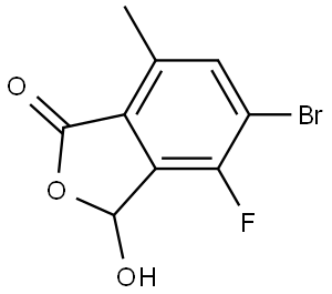 5-Bromo-4-fluoro-3-hydroxy-7-methylisobenzofuran-1(3H)-one Struktur