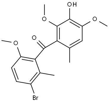 (3-Bromo-6-methoxy-2-methylphenyl)(3-hydroxy-2,4-dimethoxy-6-methylphenyl)methanone Struktur