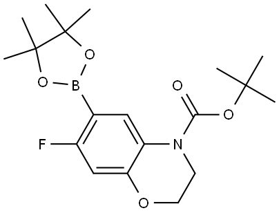 4H-1,4-Benzoxazine-4-carboxylic acid, 7-fluoro-2,3-dihydro-6-(4,4,5,5-tetramethyl-1,3,2-dioxaborolan-2-yl)-, 1,1-dimethylethyl ester Struktur