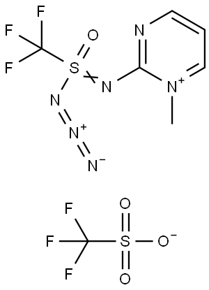 Pyrimidinium, 2-[[azidooxido(trifluoromethyl)-λ4-sulfanylidene]amino]-1-methyl-, 1,1,1-trifluoromethanesulfonate (1:1) Struktur