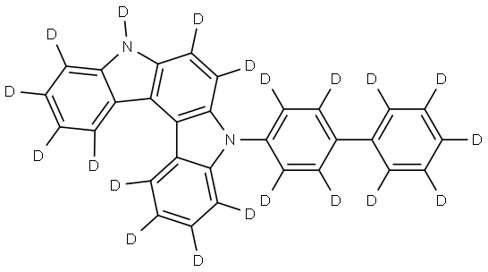 5-([1,1'-biphenyl]-4-yl-d9)-5,8-dihydroindolo[2,3-c]carbazole-1,2,3,4,6,7,9,10,11,12-d10 Struktur