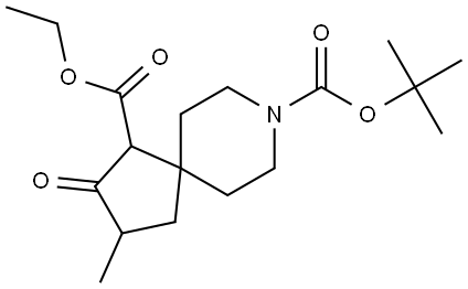 8-(tert-Butyl) 1-ethyl 3-methyl-2-oxo-8-azaspiro[4.5]decane-1,8-dicarboxylate Struktur