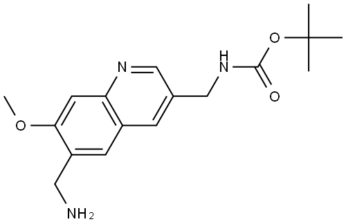 tert-Butyl ((6-(aminomethyl)-7-methoxyquinolin-3-yl)methyl)carbamate Struktur