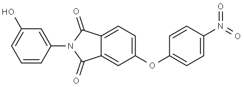 1H-Isoindole-1,3(2H)-dione, 2-(3-hydroxyphenyl)-5-(4-nitrophenoxy)- Structure