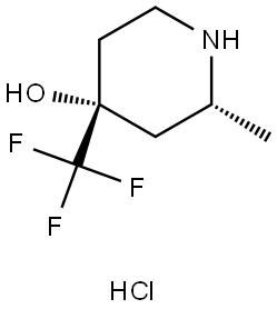 (2R,4R)-2-Methyl-4-(trifluoromethyl)piperidin-4-ol hydrochloride Struktur