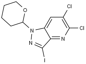 5,6-Dichloro-3-iodo-1-(tetrahydro-2H-pyran-2-yl)-1H-pyrazolo[4,3-b]pyridine Struktur
