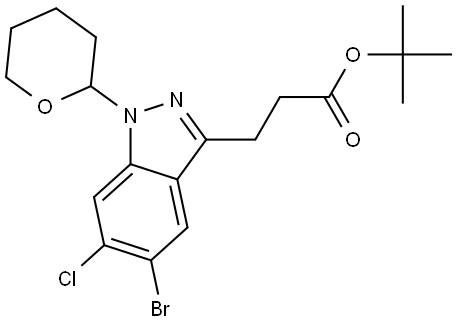 tert-Butyl 3-(5-bromo-6-chloro-1-(tetrahydro-2H-pyran-2-yl)-1H-indazol-3-yl)propanoate Struktur