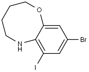 9-Bromo-7-iodo-3,4,5,6-tetrahydro-2H-benzo[b][1,4]oxazocine Struktur