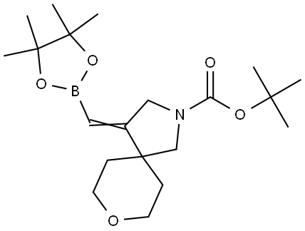 tert-Butyl (Z)-4-((4,4,5,5-tetramethyl-1,3,2-dioxaborolan-2-yl)methylene)-8-oxa-2-azaspiro[4.5]decane-2-carboxylate Struktur
