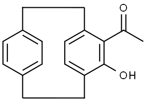 R-1-(6-Hydroxytricyclo[8.2.2.24,7]hexadeca-4,6,10,12,13,15-hexaen-5-yl)ethanone Struktur