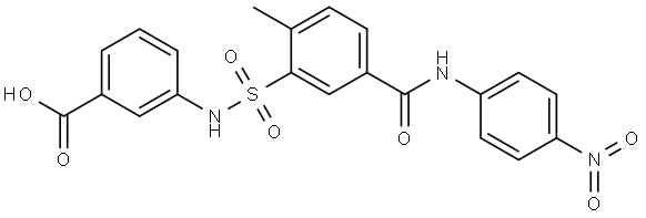 Benzoic acid, 3-[[[2-methyl-5-[[(4-nitrophenyl)amino]carbonyl]phenyl]sulfonyl]amino]- Structure