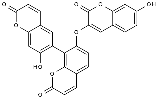 [6,8′-Bi-2H-1-benzopyran]-2,2′-dione, 7-hydroxy-7′-[(7-hydroxy-2-oxo-2H-1-benzopyran-3-yl)oxy]- Structure