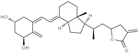 2(3H)-Furanone, 5-[(2R)-2-[(1R,3aS,4E,7aR)-4-[(2Z)-2-[(3S,5R)-3,5-dihydroxy-2-methylenecyclohexylidene]ethylidene]octahydro-7a-methyl-1H-inden-1-yl]propyl]dihydro-3-methylene- Structure
