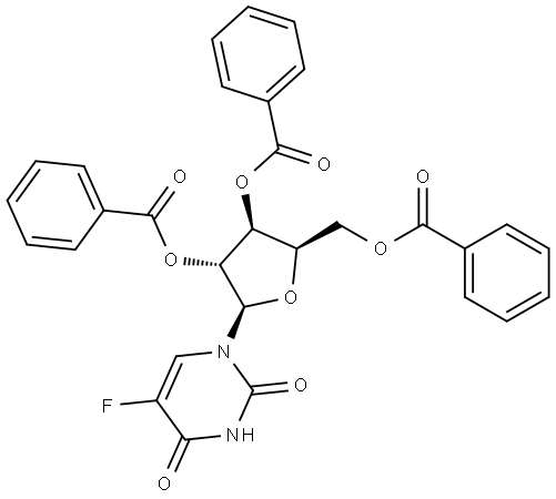 1-(2',3',5'-tri-O-benzoyl-β-D-xylofuranosyl)-5-fluorouracil Structure
