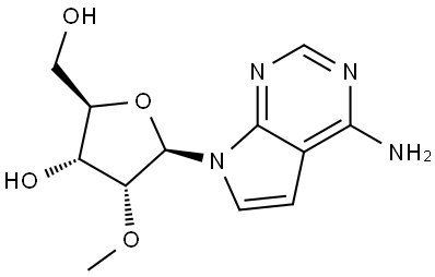 7-(2-Omethyl-β-D-ribofuranosyl)-7H-pyrrolo[2,3-d]pyrimidin-4-amine Structure
